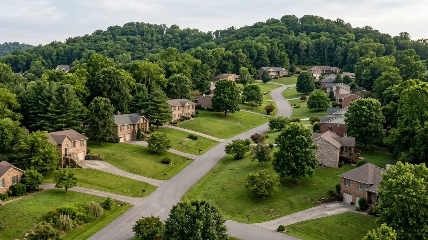 Lawns and neighborhoods in Bellevue, Tennessee